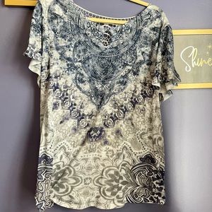 Time & tru grey and blue top 1x